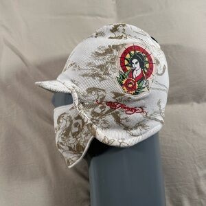 Ed Hardy Y2K Dragon Tattoo Oriental AOP Embroidered Beanie Hat w/ Face Mask OSFM